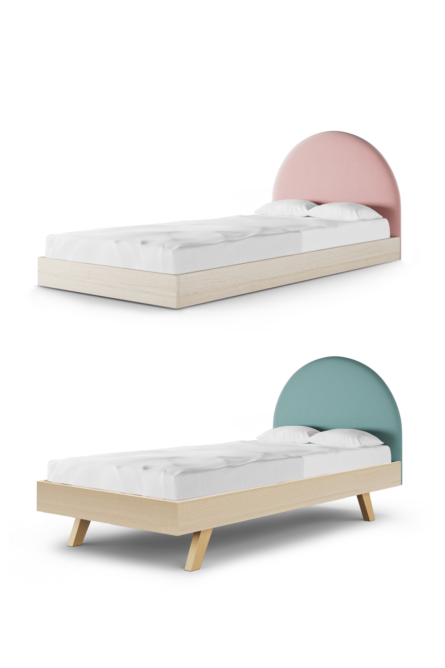 Łóżko PILLE PÓŁOKRĄGŁE BOX TEXTI