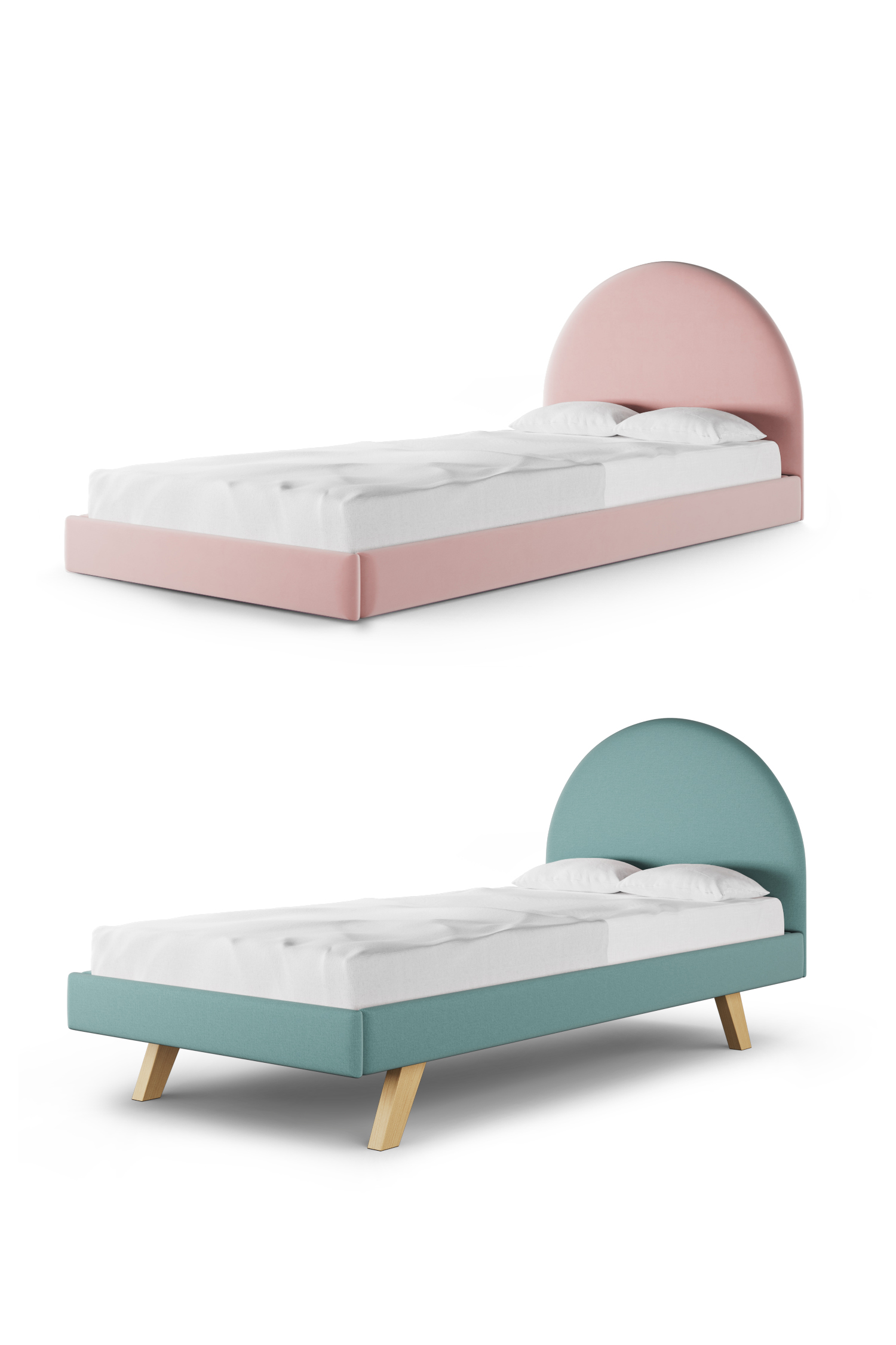 Łóżko PILLE PÓŁOKRĄGŁE BOX TEXTI