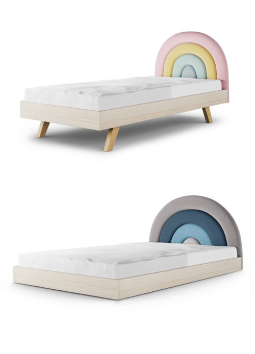 Łóżko dla dziecka z tęczowym zagłówkiem RAINBOW TĘCZA LEGS BASIC