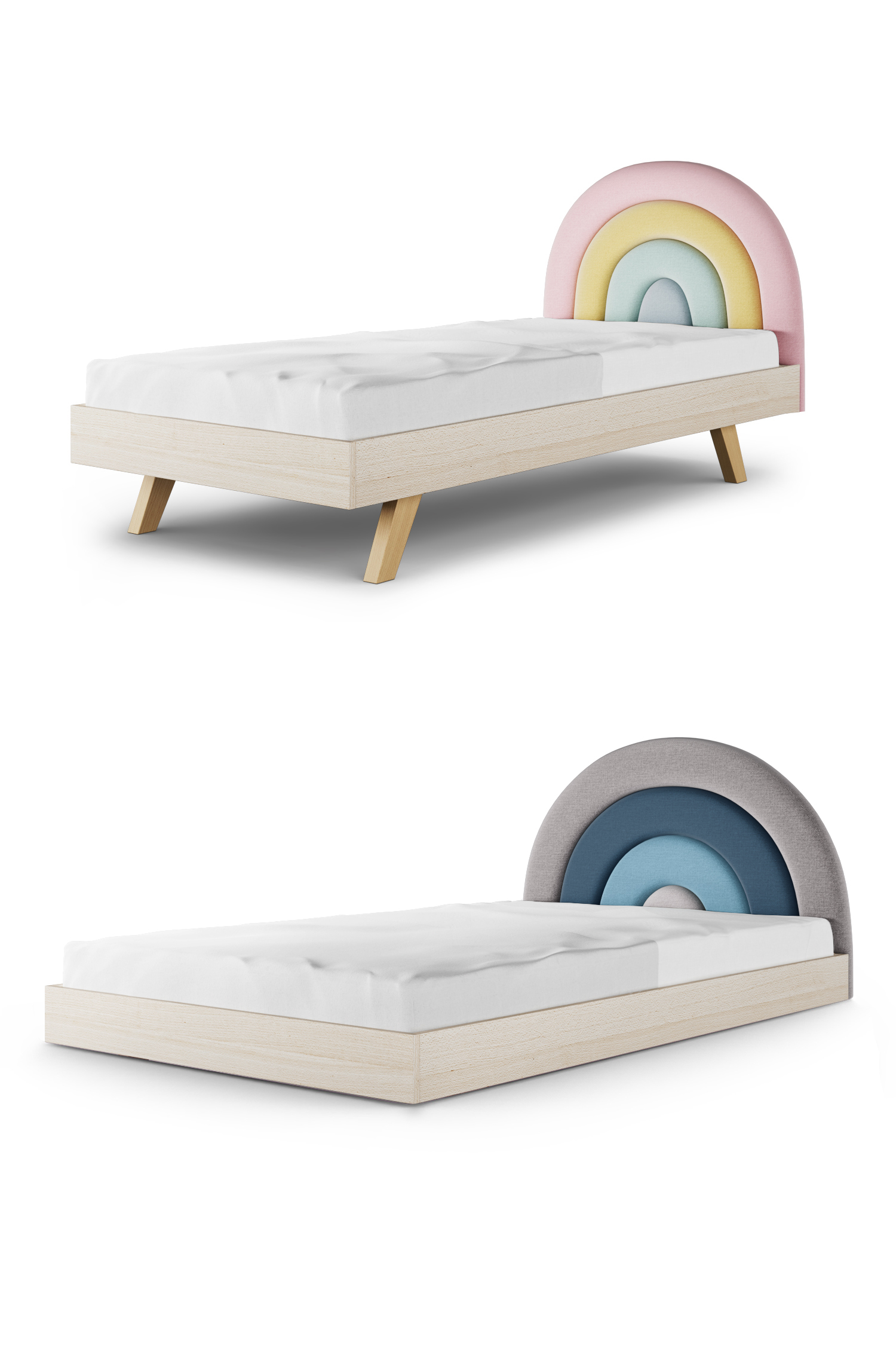 Łóżko dla dziecka z tęczowym zagłówkiem RAINBOW TĘCZA LEGS BASIC