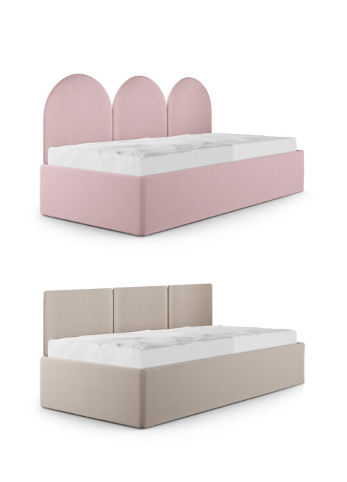 Łóżko z panelami ściennymi SOFA BOX TEXTI