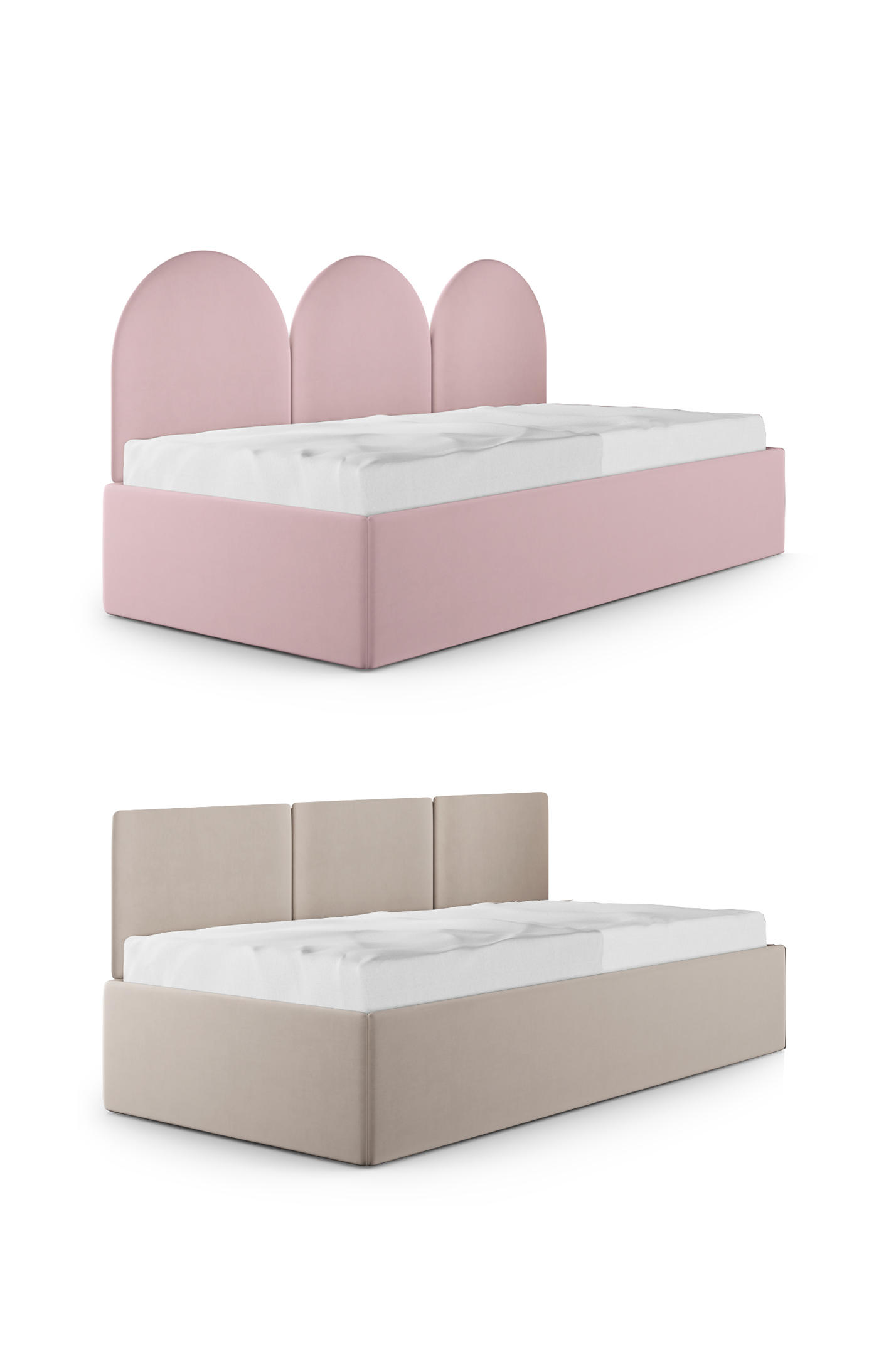 Łóżko z panelami ściennymi SOFA BOX TEXTI