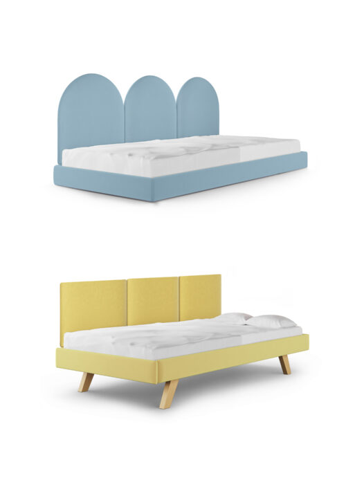 Łóżko z panelami ściennymi SOFA LEGS TEXTI