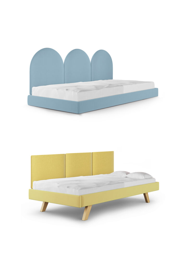 Łóżko z panelami ściennymi SOFA LEGS TEXTI