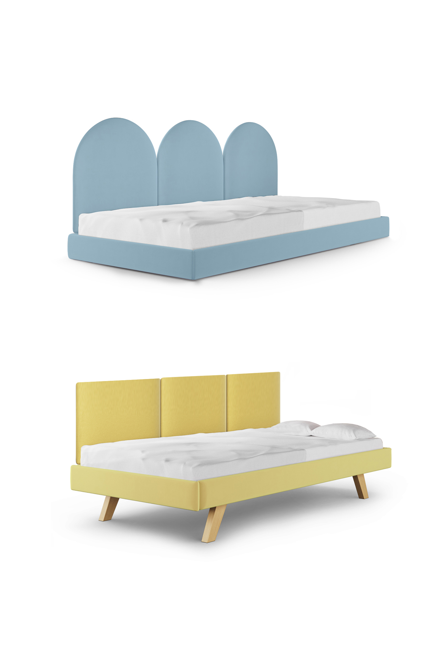 Łóżko z panelami ściennymi SOFA LEGS TEXTI