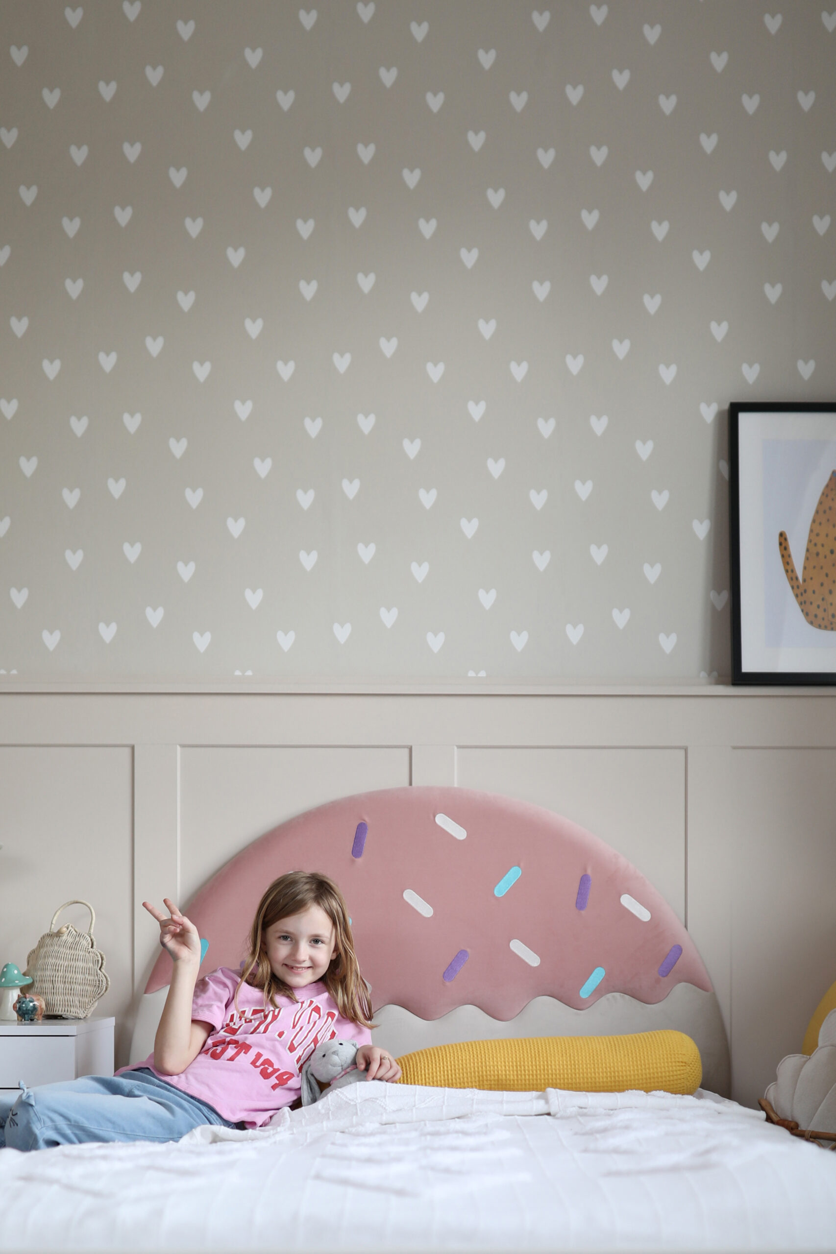 Tapicerowany zagłówek z kolorową posypką Confetti