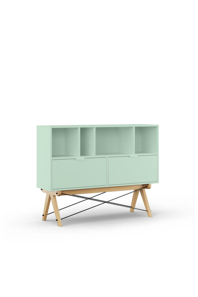 Okazja! Miętowy niski regał z szufladami LOWEST POCKET