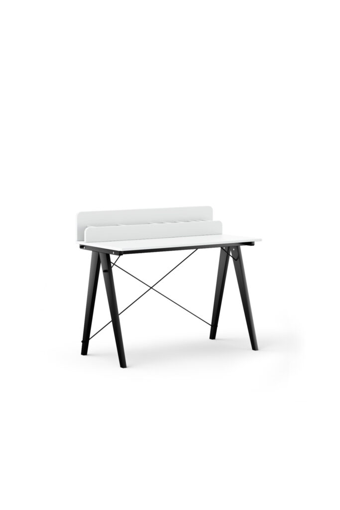 Białe biurko SLIM+ VERTICAL z pionową nadstawką